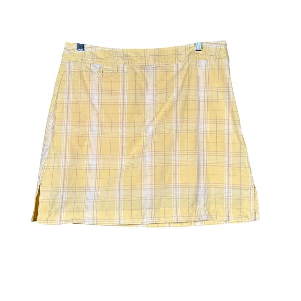 IZOD Golf Classix Yellow Plaid Stretch Skort Womens Size 8 Activewear Skirt